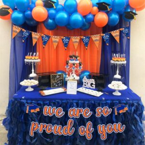 Fangleland We are So Proud of You Banner, Orange Blue Graduation Pennant Banner Decorations 2025, Congrats Grad Triangle Hanging Flag, Class of 2025 Graduate Ceremony Party Supplies