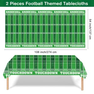 Siencooray Football Party Disposable Tablecloth, 2 Pack Plastic Touchdown Table Cover for Birthday Party Football Party Games Decoration 54 X 108Inch