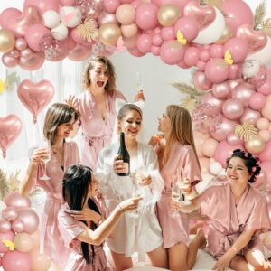 Ouddy Life 174Pcs Boho Blush Pink Balloons Arch Garland Kit, Retro Dusty Pink Balloons Nude Rose Gold Confetti for Girls Baby Shower Mother’s Day Weddings Birthday Bachelorette Party Decorations