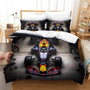 nollam formula-racing racing lovingly bedding set hidden zipper contests duvet cover set with pillowcases quilt cover set soft microfiber comforter cover various sizes for kids adults full（203x228cm）