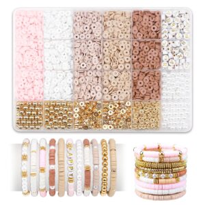 ludukoo clay bead bracelet kit, 2370pcs flat polymer clay heishi beads bracelet making kit for girls adults, diy friendship bracelet kit with gold beads letter beads for bracelets christmas gift