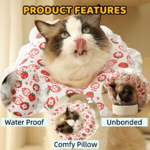 Cute Cat Recovery Collar Soft Adjustable Cats Cone Anti-Bite Pet Neck Pillow Easy to Wear Prevent Lick Wound After Surgery Injury (M(14-22lb),Red)