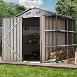 aecojoy 6x6 storage shed with rack,small outdoor storage tool utility shed with shelves, metal garden shed for yard, outdoor storage clearance outside use