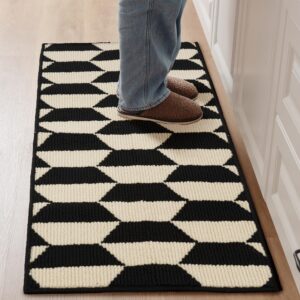 granny says kitchen mats for floor, kitchen rugs non slip washable, runner rugs for kitchen floor, 47" x 17.7", stain resistant comfort standing mat made of 100% polypropylene, black