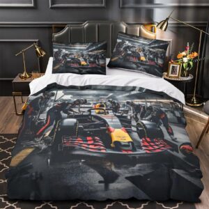 BUKISA Formula-Racing Racing Warmth Bedding Set Hidden Zipper Duvet Cover Set with Pillowcases Contests Quilt Cover Set Soft Microfiber Comforter Cover Various Sizes for Kids Adults Full（203x228cm）