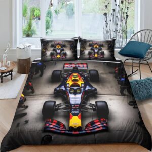 NOLLAM Formula-Racing Racing Lovingly Bedding Set Hidden Zipper Contests Duvet Cover Set with Pillowcases Quilt Cover Set Soft Microfiber Comforter Cover Various Sizes for Kids Adults Full（203x228cm）