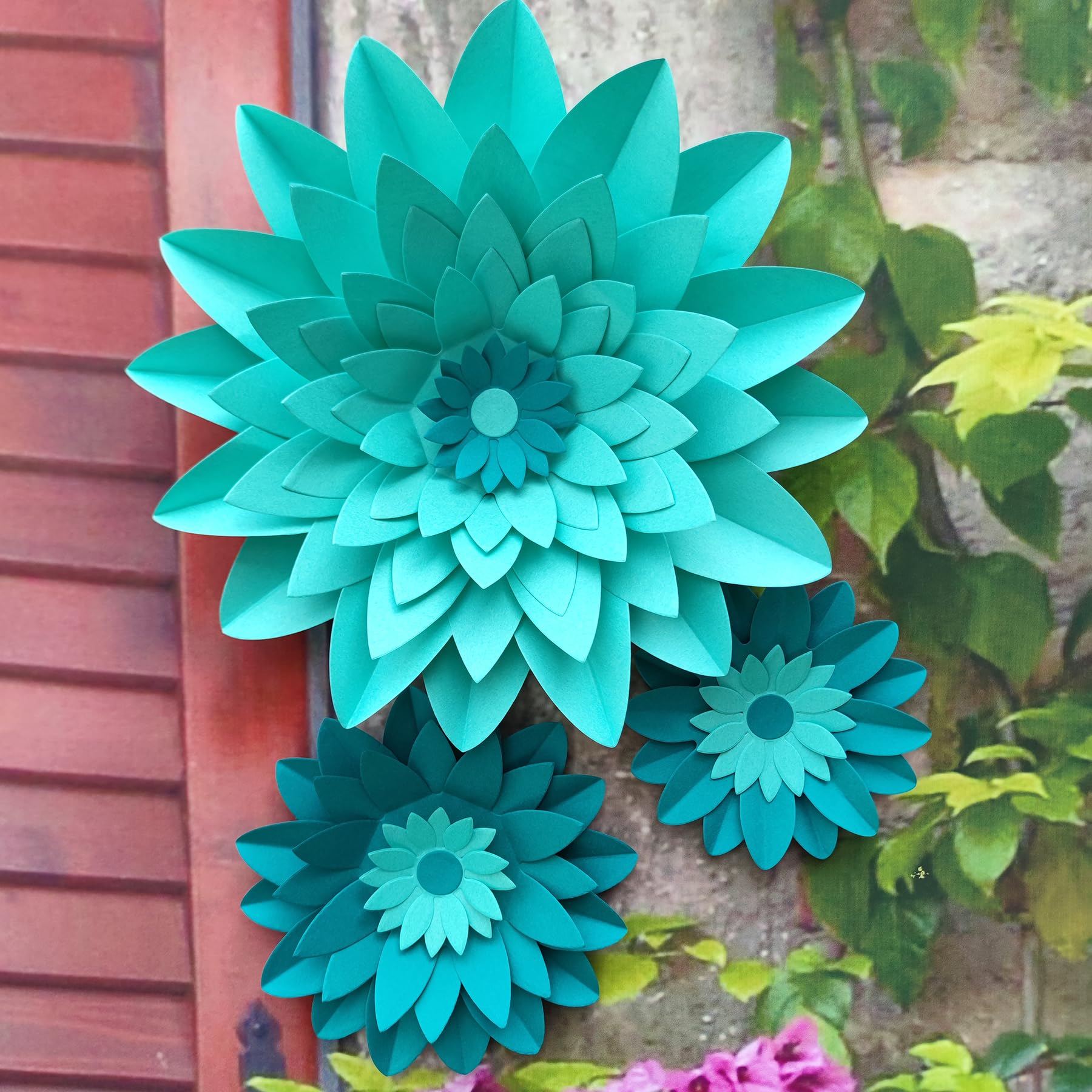 Mybbshower Teal Turquoise Aqua Paper Flower for Floral Wedding Centerpiece Backdrop Hanging Decor Birthday Centerpieces Baby Bridal Shower Pack of 6