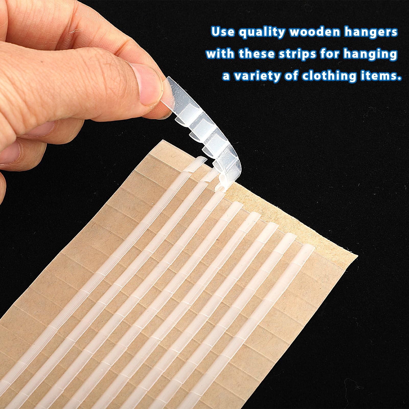 Bremorou 100 Pcs Non Slip Hanger Grips for Wood Hangers Rubber Hangers Non Slip Clear Adhesive Clothes Hanger Strips Grippers with Fins Hanging Accessories for Wood Hangers Hangers Home Stores Use