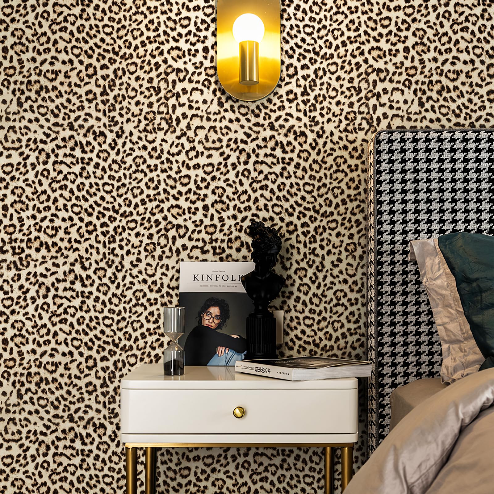 HueBurst Leopard Peel and Stick Wallpaper Leopard Contact Paper Self Adhesive Brown Wallpaper Removable Waterproof Contact Paper Art DIY Wallpaper for Bedroom Living Room 17.3"x118"(14.4sq.ft.)