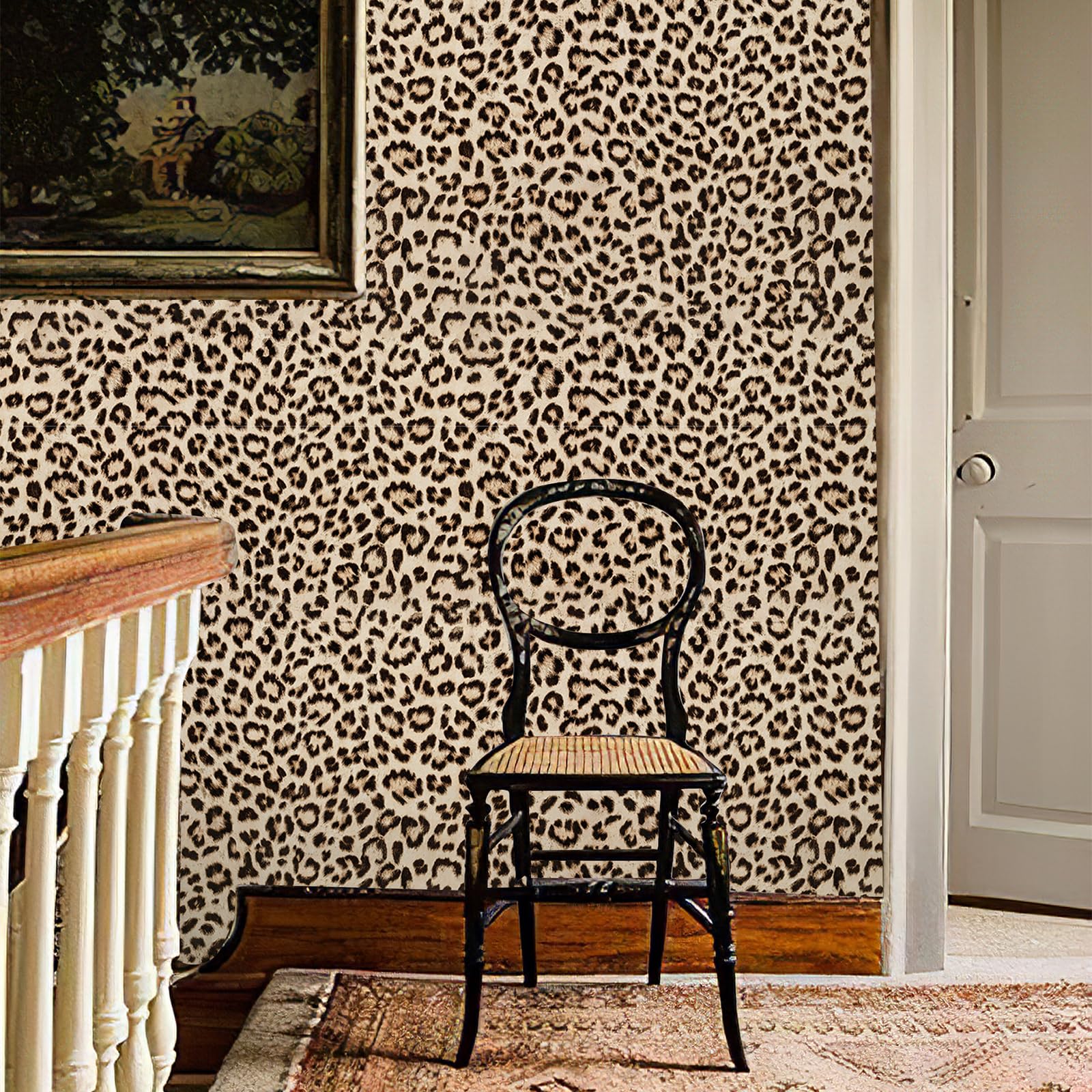 HueBurst Leopard Peel and Stick Wallpaper Leopard Contact Paper Self Adhesive Brown Wallpaper Removable Waterproof Contact Paper Art DIY Wallpaper for Bedroom Living Room 17.3"x118"(14.4sq.ft.)