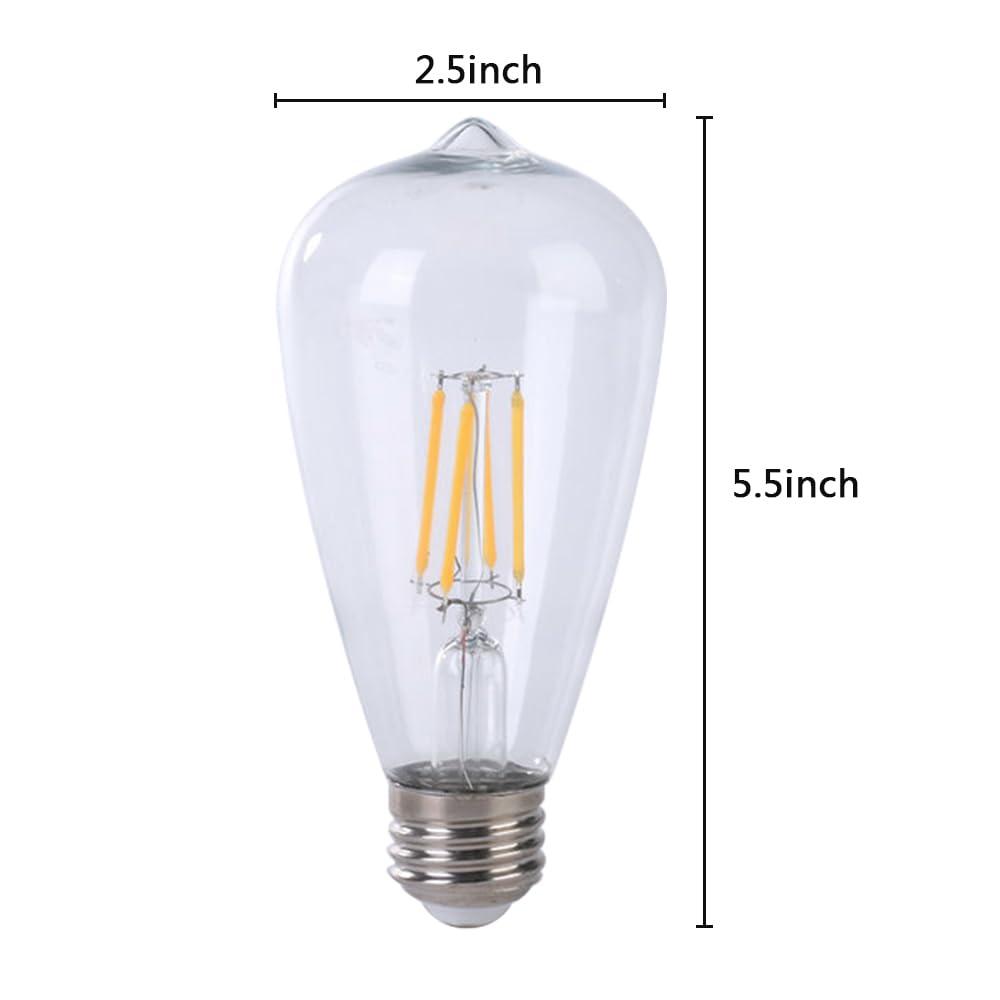 Low Voltage 3V 1.2W LED Bulb, ST64 Antique Shape Edison LED Bulb 12W, E27 Medium Base Lighting Bulb for Landscape Outdoor Solar Light Sconce Path Pendant Lamp, Clear Glass, Warm White, 2 Pack