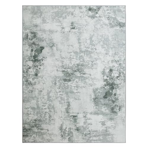 HOMBYS 10x14 ft Modern Area Rug for Living Room Bedroom, Large Abstract Floor Carpet with Non-Slip Backing for Indoor Office Dining Room, Boho Farmhouse Home Deco, Grey, Machine Washable