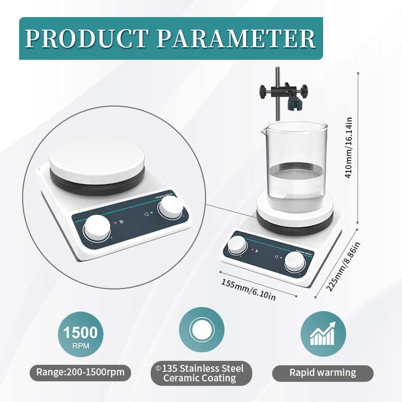 Lab 260℃/ 500℉ Magnetic Stirrer Hot Plate 3L Magnetic Mixer 5in Hotplate Knob Control 50-1500RPM | Support Stand,Stir Bar Included(Non Digital)