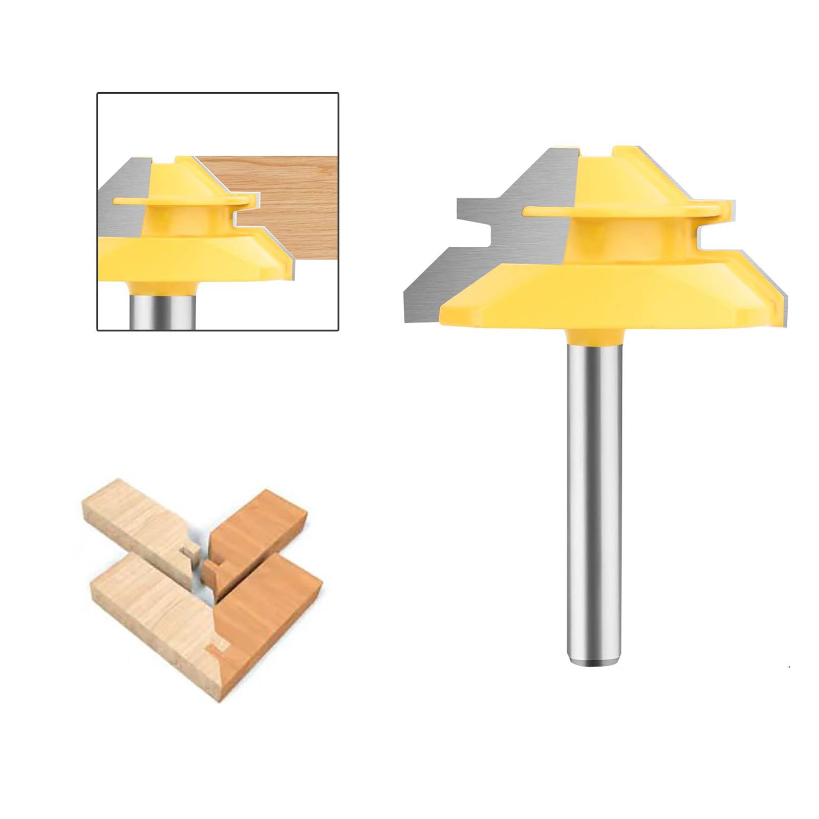 TOEVER 1/4 Inch Shank Router Bit，45 Degree Lock Miter Router Bit , for 31/64", 37/64",3/4" Cutting Height,3-Piece Joint Router Bits, Wood Milling Cutter Glue Joint Tools Set(3PCS 1/4 Shank)