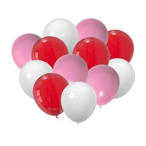 jodidi 60 pcs 12 inch latex balloons in red, pink and white, perfect for valentine's day, christmas, girl's birthday, graduation, wedding and baby shower party balloons decorations