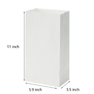 LOOKSGO 40pcs 6lb 5.9x3.5x11 Inches White Paper Lunch Bags Small Kraft Paper Bags