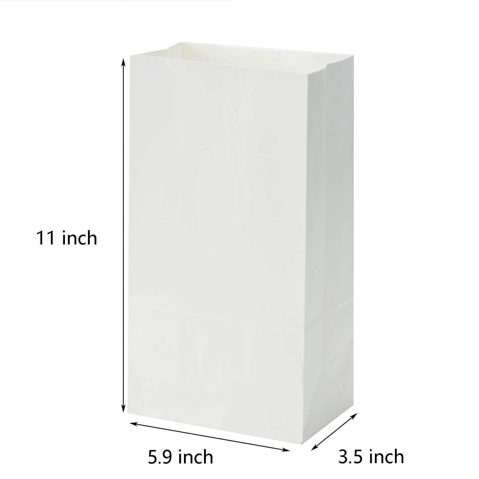 LOOKSGO 40pcs 6lb 5.9x3.5x11 Inches White Paper Lunch Bags Small Kraft Paper Bags