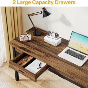 Tribesigns 78.7" Extra Long Computer Desk, [Double Desk] [2 Drawers], Two Person Desk Large Executive Office Desk, Writing Table Study Desk for Home Office, Rustic Brown