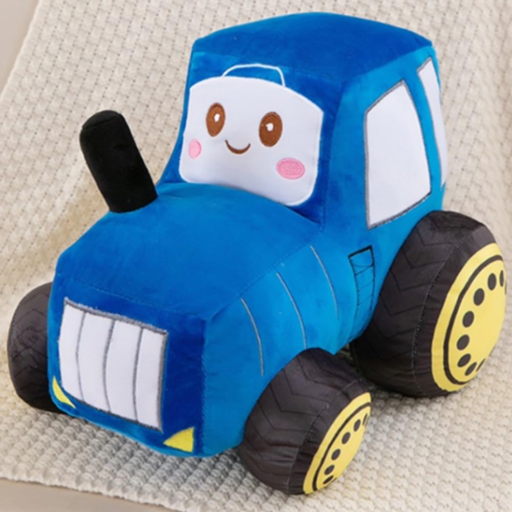 OUKEYI Car Plush Tractor Stuffed Cushion Truck Toy Super Cute Car Plush Pillow,Tractor Pillow Sofa Cushion Gift for Kids Or Lovers in Valentine's Day, Christmas or Birthday (Blue)