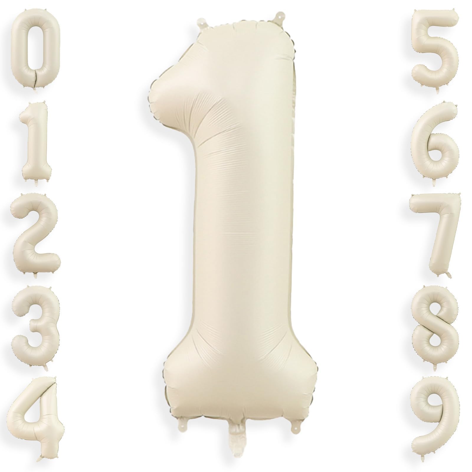 40 Inch Cream White 1 Balloon Numbers, Large Number 1 Balloon Foil Helium Number Balloons, Big 1st Mylar Birthday Balloons for Boys Girls 1st Birthday Party Decorations Anniversary Party Supplies