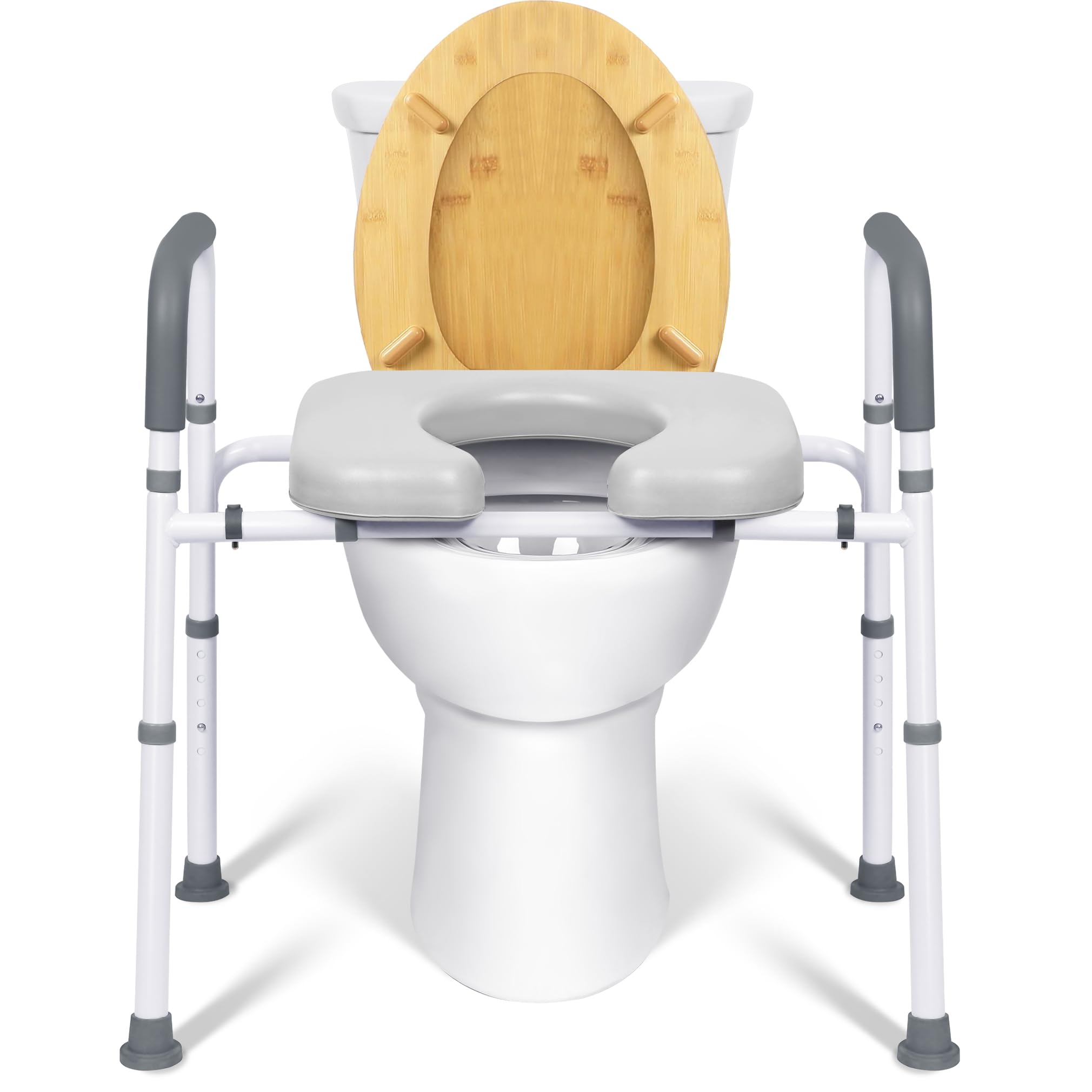 Bogural Raised Toilet Seat with Handles, Height Adjustable Elevated Toilet Seat Riser, 400 lbs Toilet Seat Riser for Seniors, Disabled and Pregnant, Fit Any Toilet