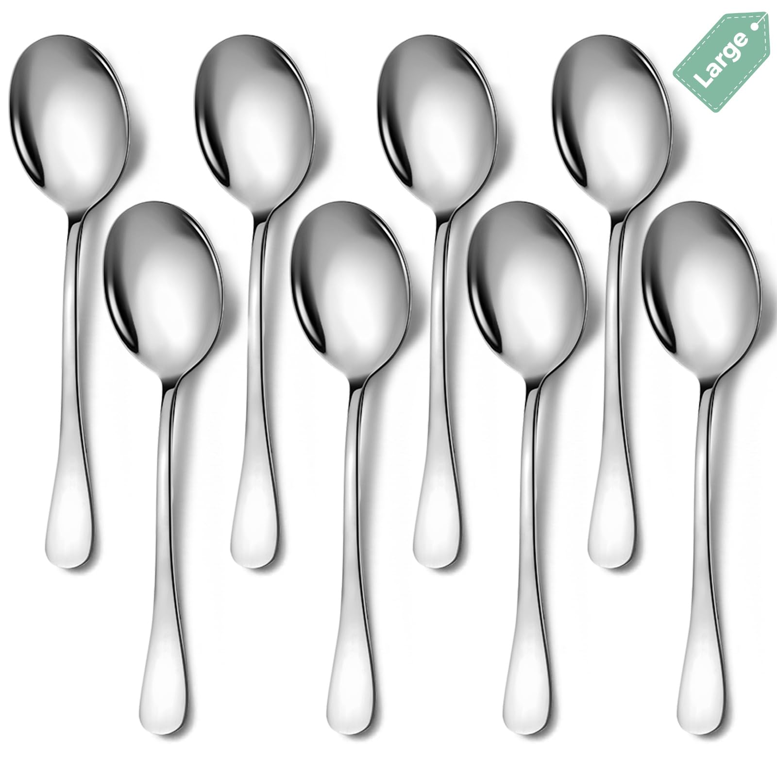 Large Serving Spoons, 8 Pieces Large Stainless Steel Serving Spoons Set Includes 8 Large Serving Spoons. Serving Spoons for Parties/Kitchen/Buffet, Dishwasher Safe, 10-Inch