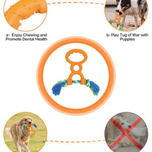 SCHITEC Tug of War Dog Toy, Rubber Rope Pull Toy for Small Medium Dogs, Interactive Play Puppy Teething Chew Toys