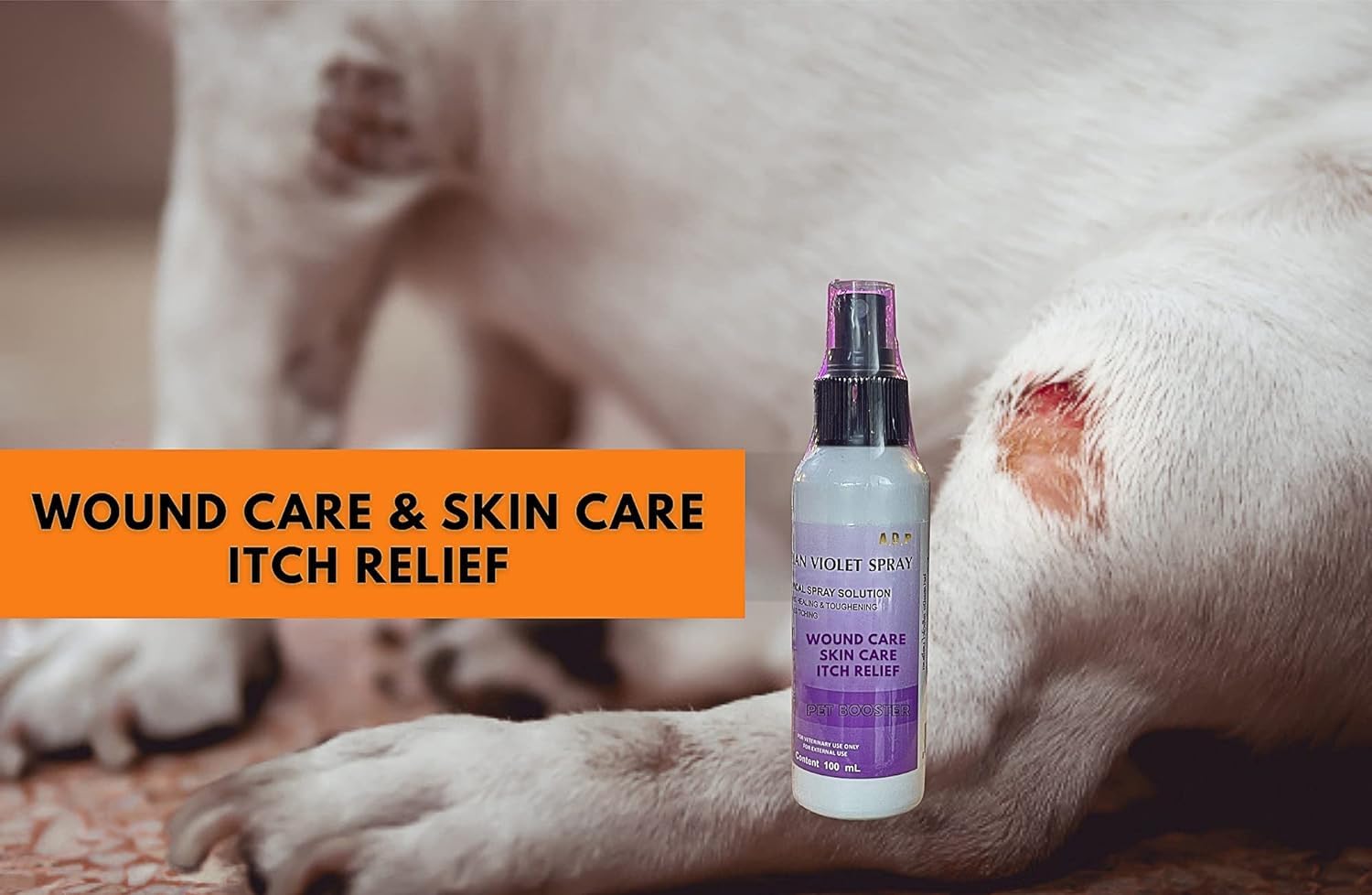 Gentian Violet Spray Solution 1% 100 ML. Pet Wound Care Skin Soother Healing Dog & Cats Skin Infections, Soreness and Irritation Relief, Relieves Dry Itchy Skin Allergies Clean Soothe & Heal