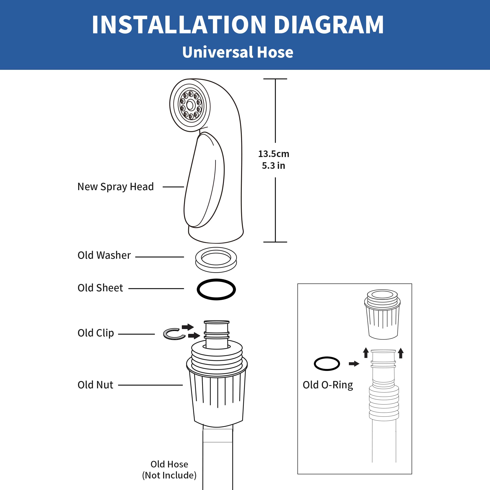 Kitchen Sink Sprayer Replacement for Delta Faucet RP53880SS Kitchen Faucet Sprayer Replacement for Delta Faucet Side Sprayer Replacement, Hose Not Included, Brushed Nickel