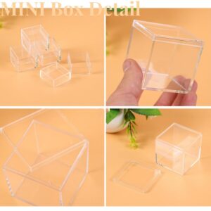 LOVPLAY Acrylic box with Lid Clear 12 Pack Small Acrylic Square Cube Containers Plastic Storage Box 1.77x1.77x1.77Inch/45X45X45mm for Birthday Valentine's Day Party Favor Candy Pill and Tiny Jewelry