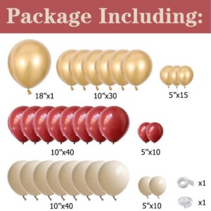 Burgundy Balloon Garland Arch Kit 146Pcs Burgundy and Sand White Metallic Gold Balloons for Maroon Wedding Valentines Day Baby Shower Birthday Party Decorations