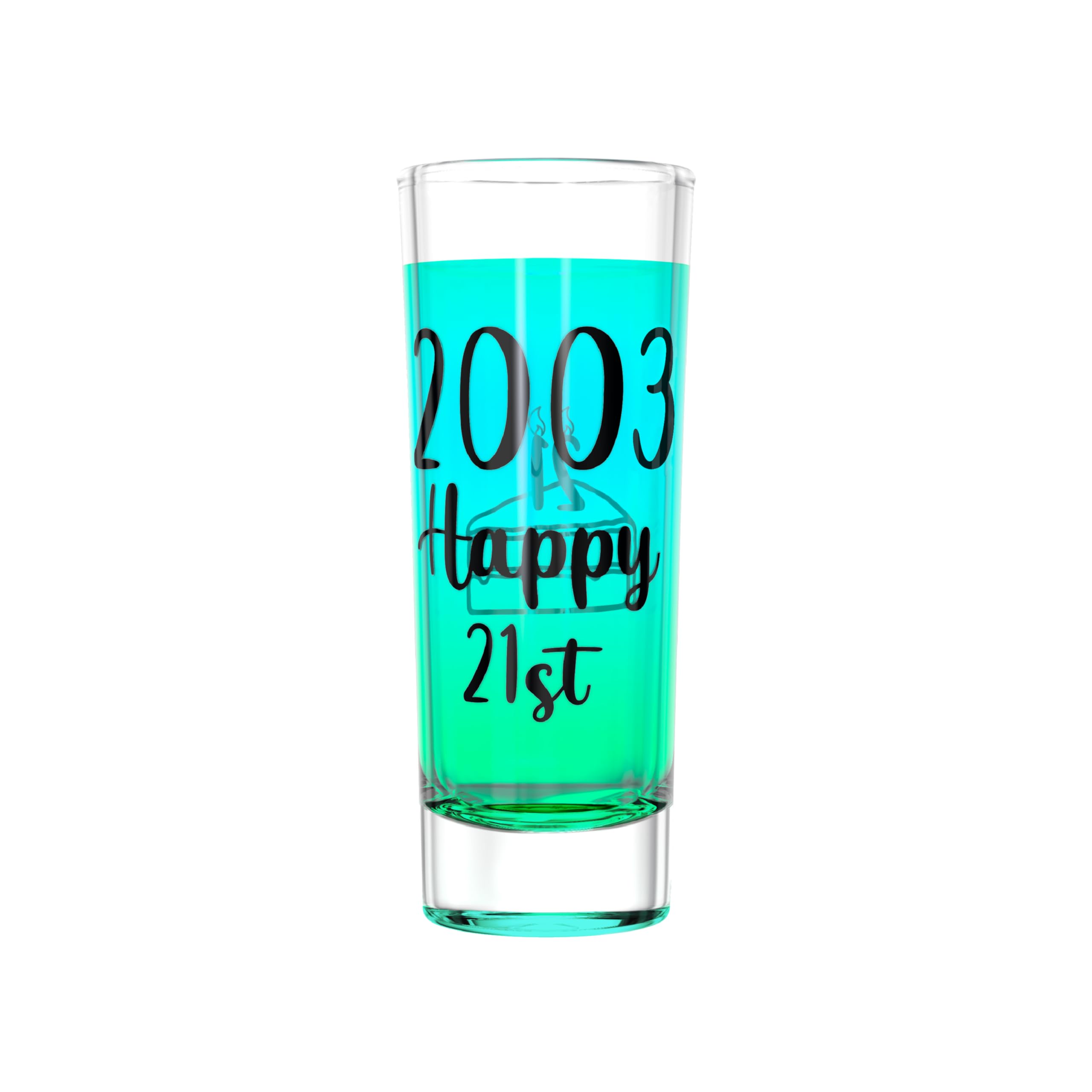 Greenline Goods 21st Birthday Shot Glasses - 2oz Clear Shot Glasses - 2003 Party Supplies for 21 Year Old - Birthday Glasses for Men and Women