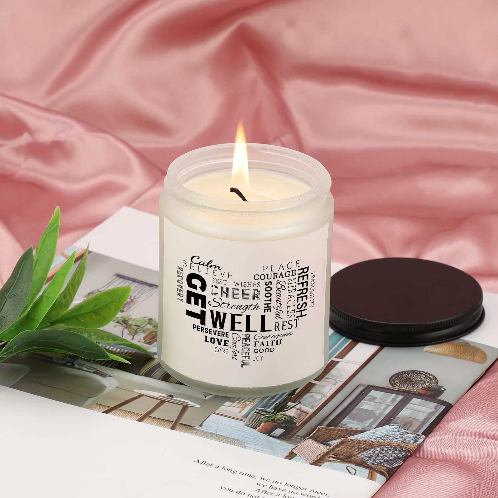 Woodemon Get Well Gifts, Get Well Soon Gifts for Women Men, Handmade 7 Oz Lavender Scented Candles - 50 Hour Burn Time, Thinking of You Gifts Feel Better Gifts for Women