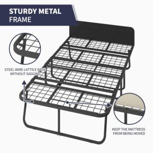 ijuicy Folding Bed,75" x 38" Rollaway Bed with 5" Upgraded Thickness Mattress for Adults,High Rebound Foam Filling,Folding Bed with Storage Cover,Steel Frame w/4 Movable and Lockable Wheels,Headboard