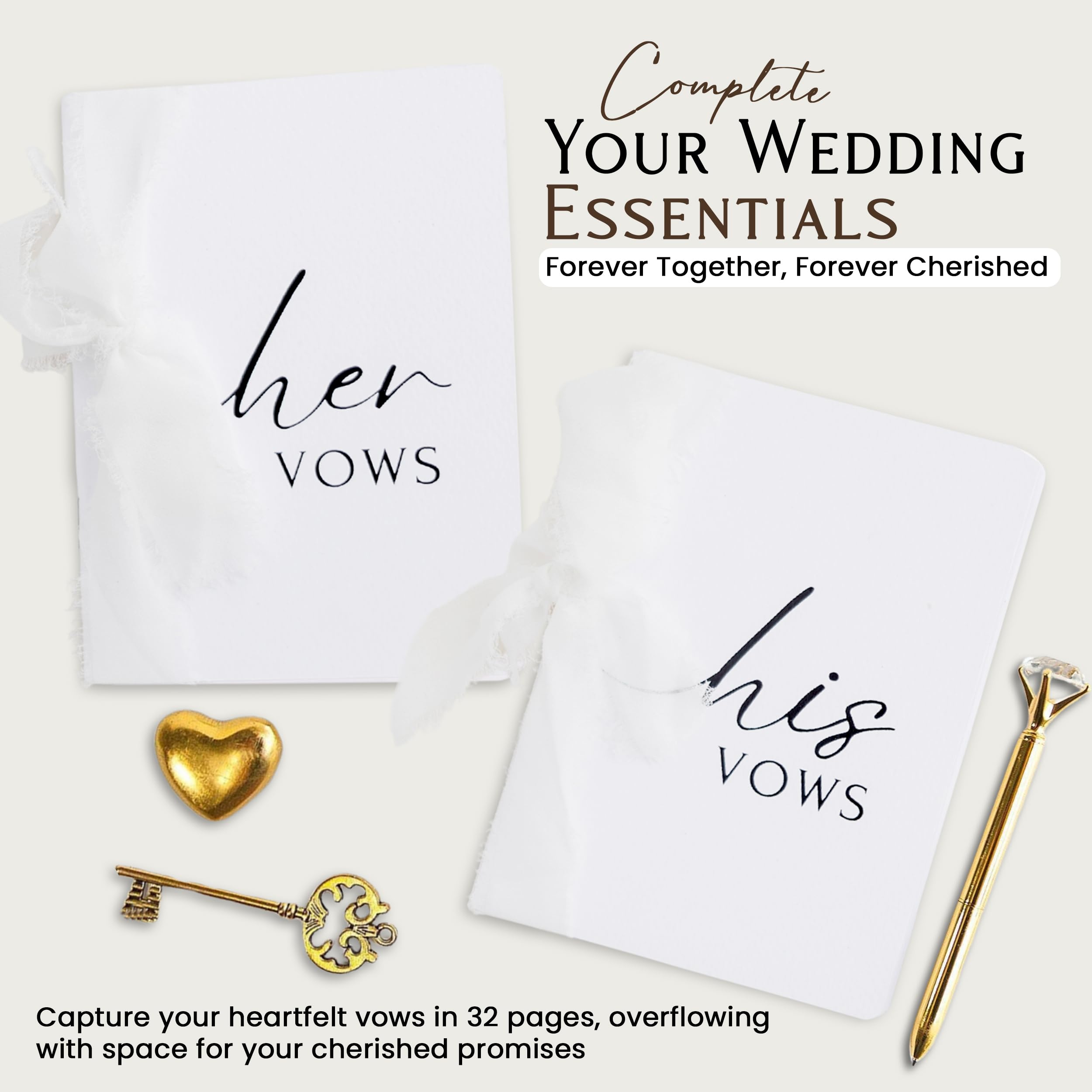 Vow Books - Wedding Vow Books His and Hers | Wedding Vow Books With White Ribbons | His And Her Vows Book| Wedding Journal for Bride-to-Be | His and Hers Gifts | Wedding Day Essentials