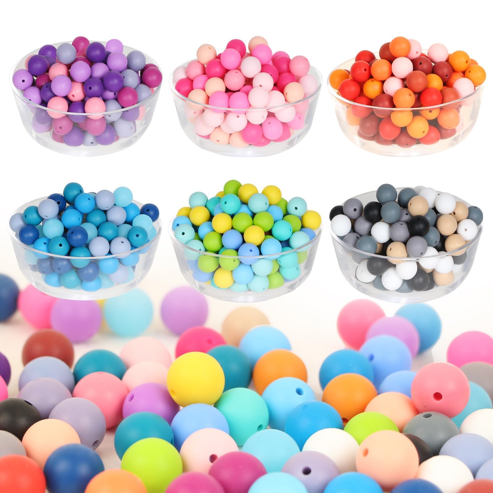 ZIFTY 240Pcs Silicone Beads for Keychain Making Kit 15mm Silicone Beads Bulk 30 Colors Loose Round Rubber Silicone Focal Beads for Pens, Necklace Bracelet Making Kit, Jewelry, Art, Crafts, DIY