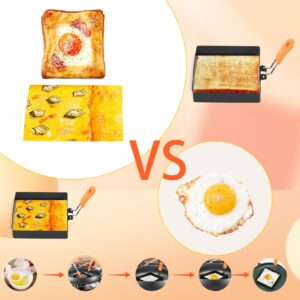 Egg Muffins Omelet Maker, Egg Shaper, Egg Ring 2Pcs 4 Inch Square Egg Rings for Frying Eggs, Stainless Steel Square Egg Mold for Breakfast Sandwiches Griddle Crumpet