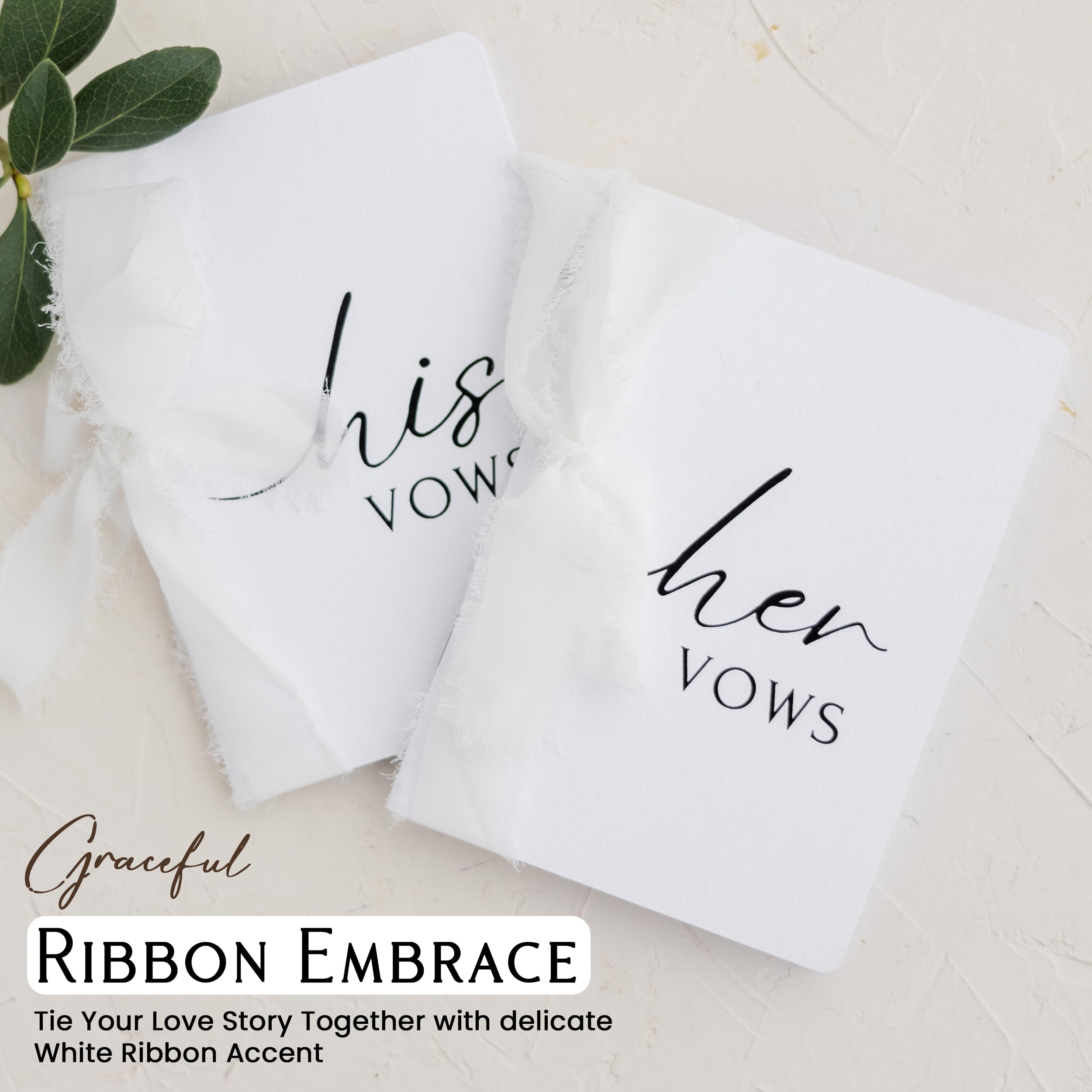 Vow Books - Wedding Vow Books His and Hers | Wedding Vow Books With White Ribbons | His And Her Vows Book| Wedding Journal for Bride-to-Be | His and Hers Gifts | Wedding Day Essentials