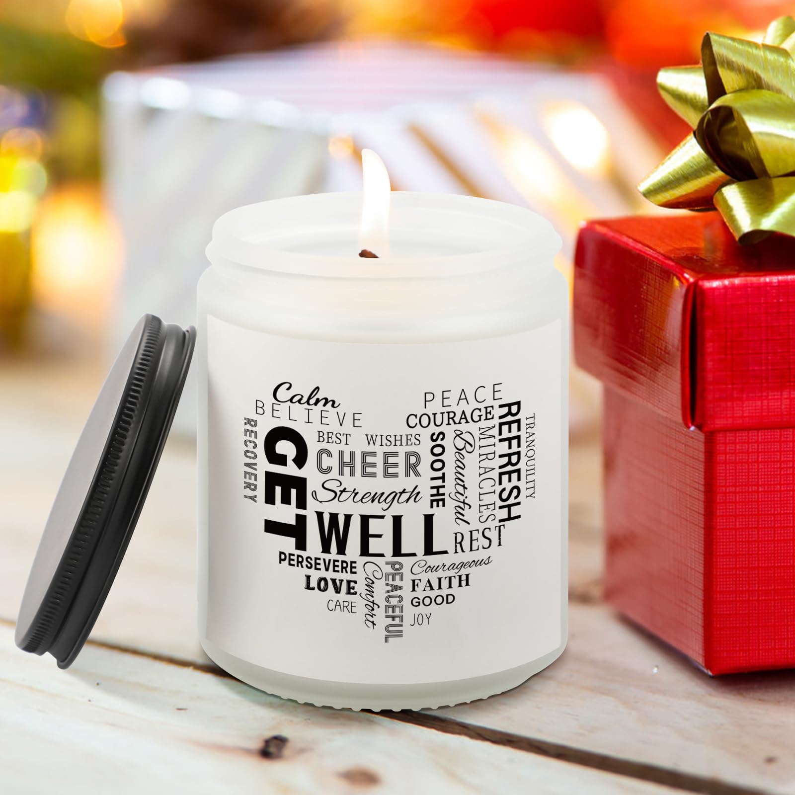 Woodemon Get Well Gifts, Get Well Soon Gifts for Women Men, Handmade 7 Oz Lavender Scented Candles - 50 Hour Burn Time, Thinking of You Gifts Feel Better Gifts for Women