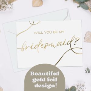 Bridesmaid Proposal Cards - 12 Cards With Envelopes - Includes Will You Be My Bridesmaid, Maid of Honor, Matron of Honor, Flower Girl Cards