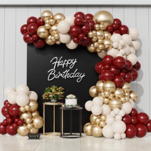 burgundy balloon garland arch kit 146pcs burgundy and sand white metallic gold balloons for maroon wedding valentines day baby shower birthday party decorations