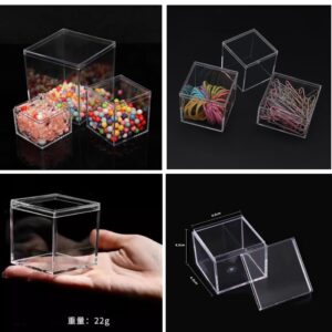 LOVPLAY Acrylic box with Lid Clear 12 Pack Small Acrylic Square Cube Containers Plastic Storage Box 1.77x1.77x1.77Inch/45X45X45mm for Birthday Valentine's Day Party Favor Candy Pill and Tiny Jewelry