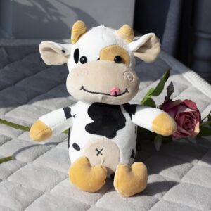 BSTSELER Cow Cattle Stuffed Animals Plush Toy 12" Large Milk Pillow Soft Cattle Plushies Cow Hug Pillow Stuffed Animals Doll for Boys and Girls (A: No Clothes)