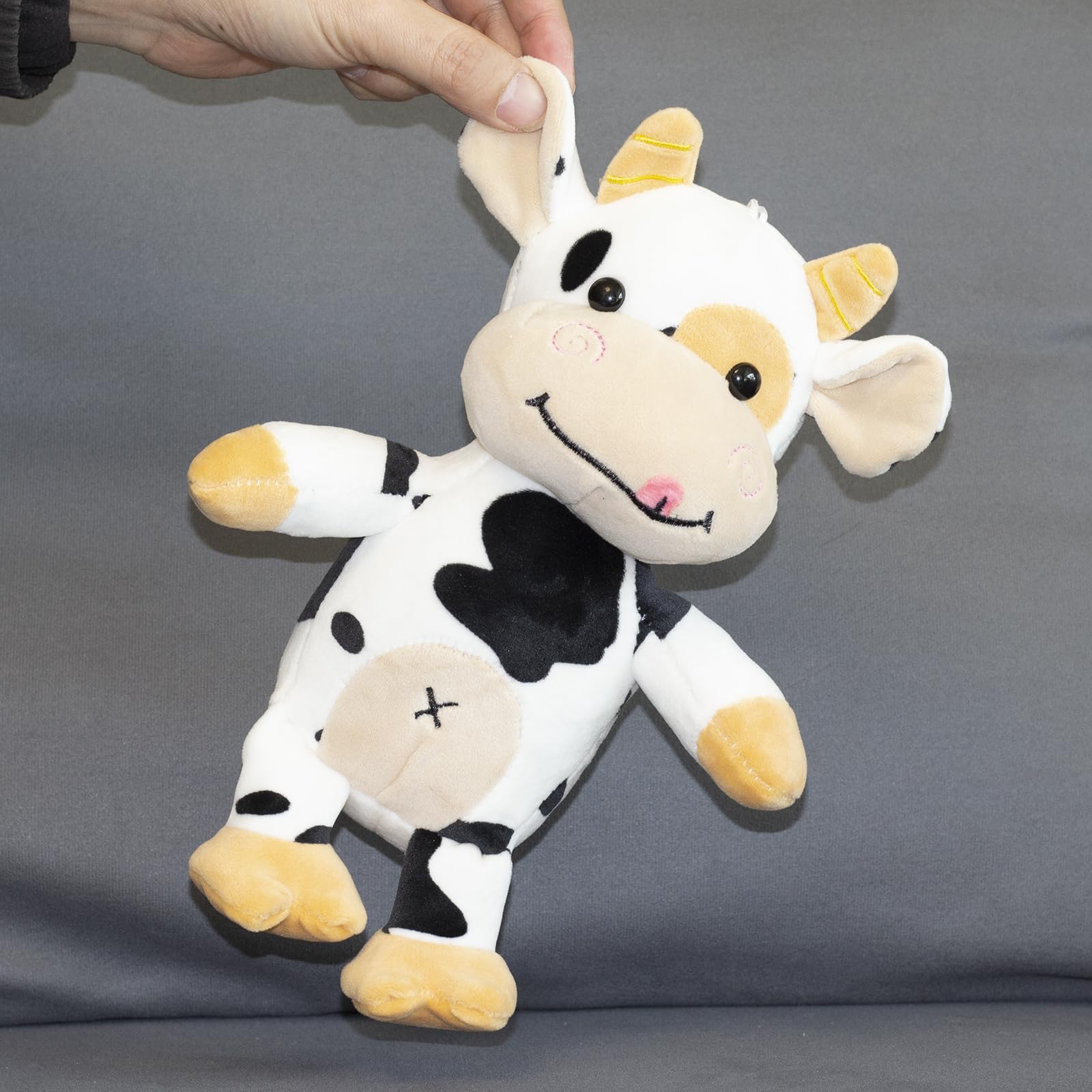 BSTSELER Cow Cattle Stuffed Animals Plush Toy 12" Large Milk Pillow Soft Cattle Plushies Cow Hug Pillow Stuffed Animals Doll for Boys and Girls (A: No Clothes)