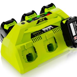 calihutt 【 wall-hole】 replace 6 port chrager for p135 p117 ryobi 18v lithium-ion charger fast charge with power choose button,6 led indicators