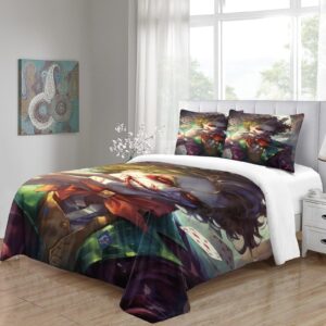 Joker Playing Card Bedding Set 3D Printedmagical Characters Comforter Covers Duvet Cover Quilt Cover with Pillowcases 3 Pieces Microfiber for Childrens And Adults with Zipper Closure Full（203x228cm）