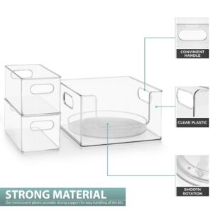 Sorbus Laundry Organizer Set, Large Stackable Bin Open Front, 2 Narrow Stackable Storage Bins, 1 Lazy Susan Organizer, - Clear Organizer Bins for Laundry Organization and Storage (Set of 4)