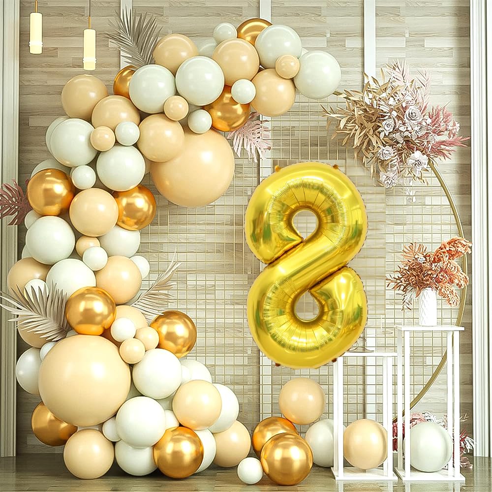 Number 8 Balloon 40 Inch Gold 8 Balloon Number 8 Helium Number Balloons 8 Year Old Birthday Decorations Giant Numbers For Party Digital 8 For Birthday Wedding Bridal Shower Photo Shoot Anniversary