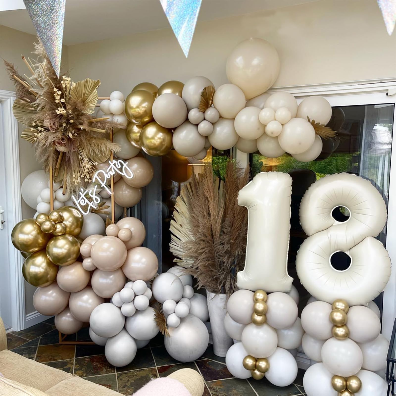 40 Inch Cream White 1 Balloon Numbers, Large Number 1 Balloon Foil Helium Number Balloons, Big 1st Mylar Birthday Balloons for Boys Girls 1st Birthday Party Decorations Anniversary Party Supplies