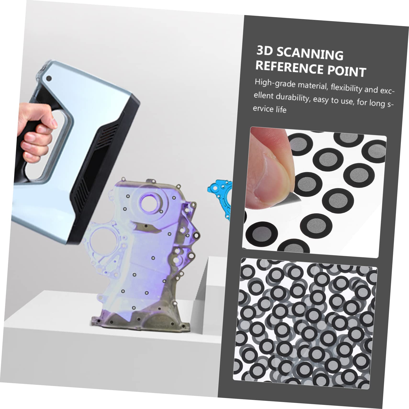 Hemoton 5 Sheets Scanner Marking Point 3D Scanning Marker 3D Scanner Targets Scanning Dots Negative Scanner Lidar Stickers 3D Scanning Reflective Point Reflective Film Adhesive Magnetic